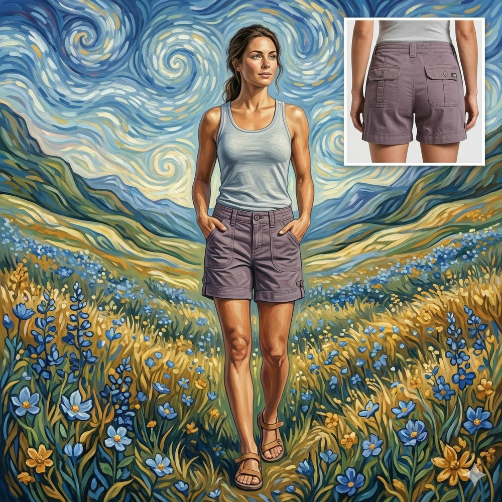 The North Face Tekware Womens 6 Grey Cotton Cargo Utility Hiking Shorts‎ AXNB